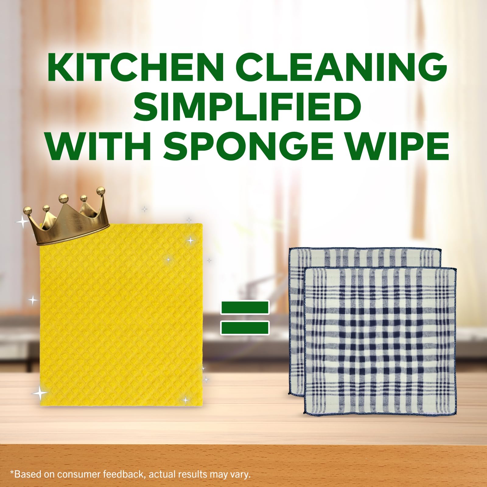 Scotch-Brite Sponge Wipes- Reusable, Kitchen and House Cleaning- Easy to use, Cleans any mess in a swipe, Absorbs water its own 10x weight, Multi- color, Biodegradable (pack of 3) – view 4