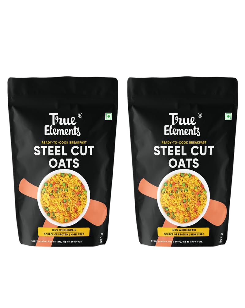 True Elements Steel Cut Oats 500 g twin pack jars