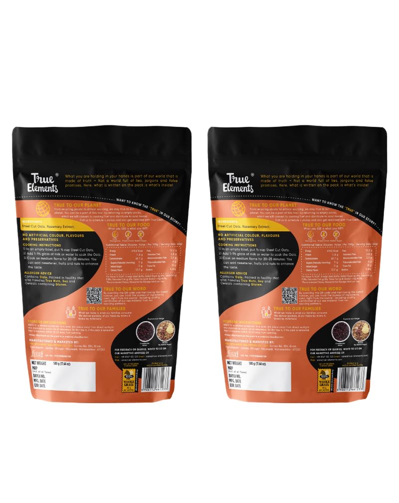 True Elements Steel Cut Oats 500 g*2 - Diabetic Friendly – view 2