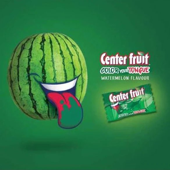 Bottle pack of Center Fruit Watermelon chewing gum 170 pieces