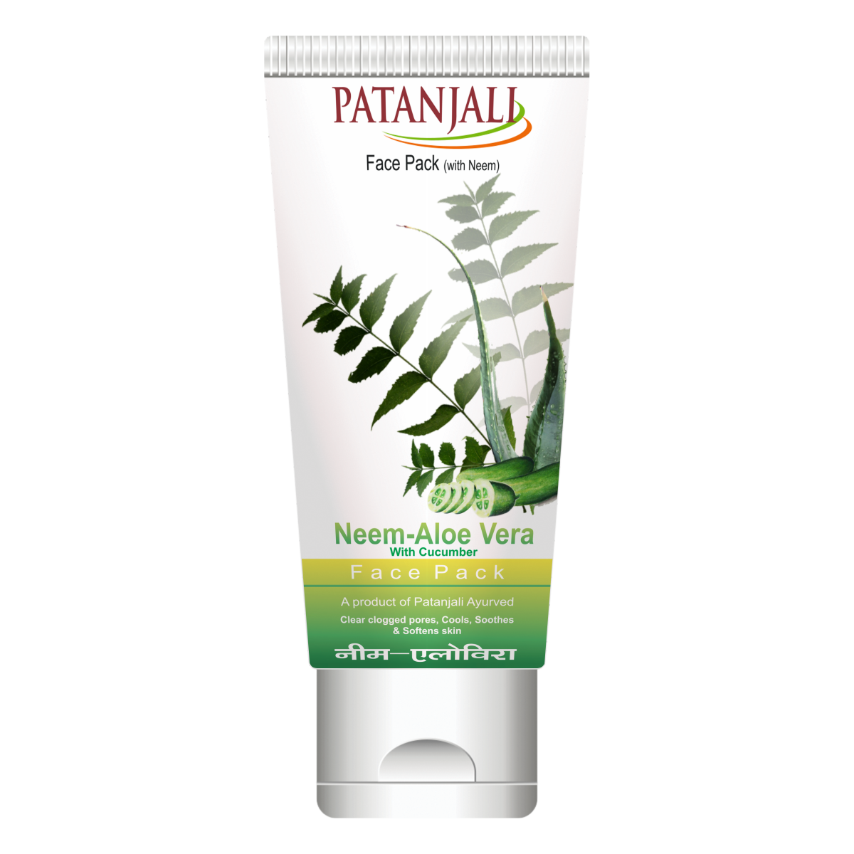 Herbal face pack tube with neem, cucumber, and aloe vera
