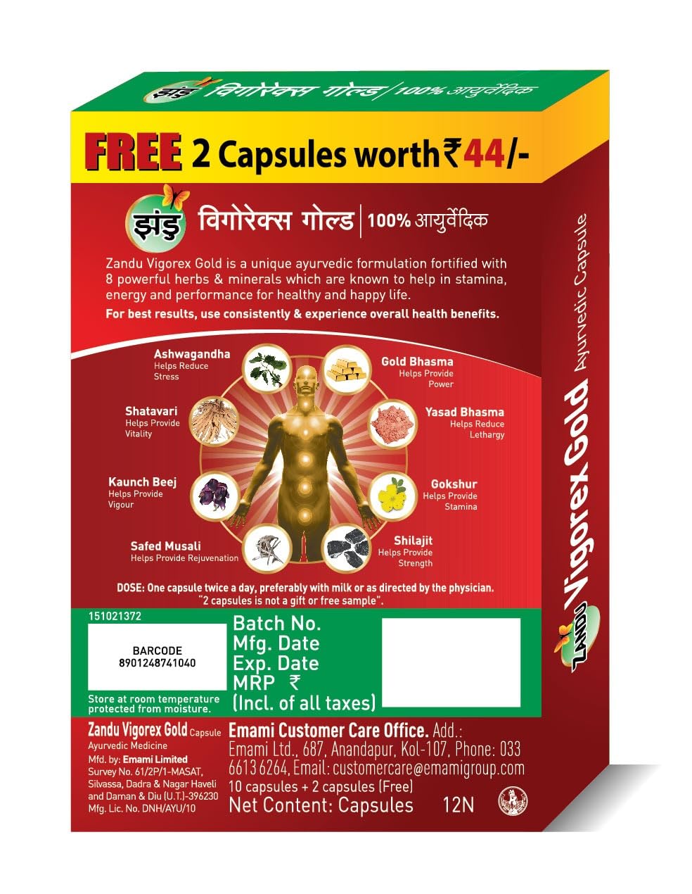 Zandu Vigorex Gold Ayurvedic Daily Energizer - Pack of 20 Capsules – view 2