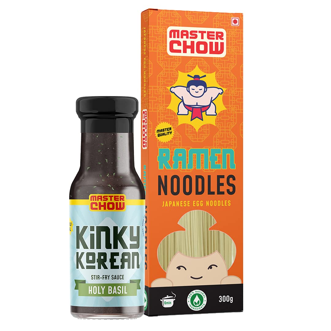 MasterChow ramen noodle pack with sauce bottle and noodle box