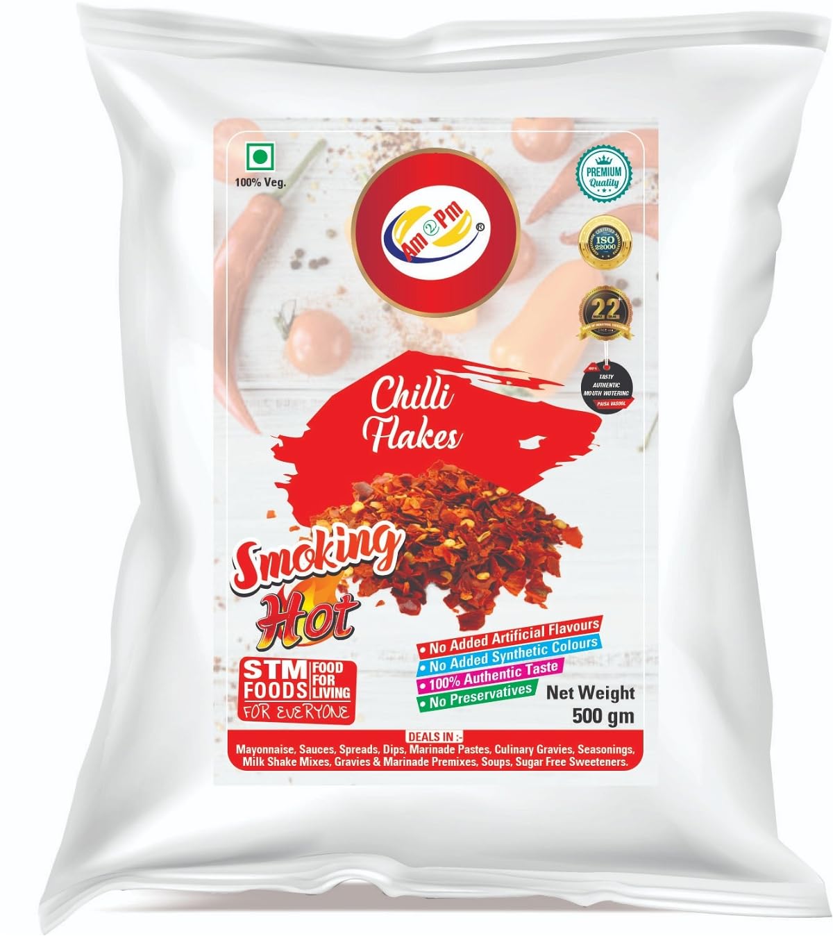 Am 2 Pm - Chilli Flakes Seasonings for Italian Dishes, Red Chilli Flakes for Pasta, Pizza, Salads (Chilli Flakes 500gm)