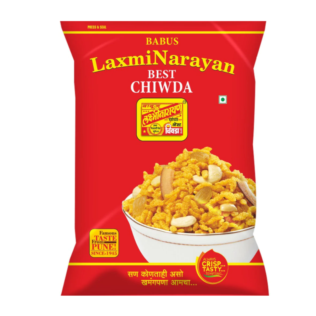 Babus Laxminarayan poha chiwda snack pack in 500 gram size