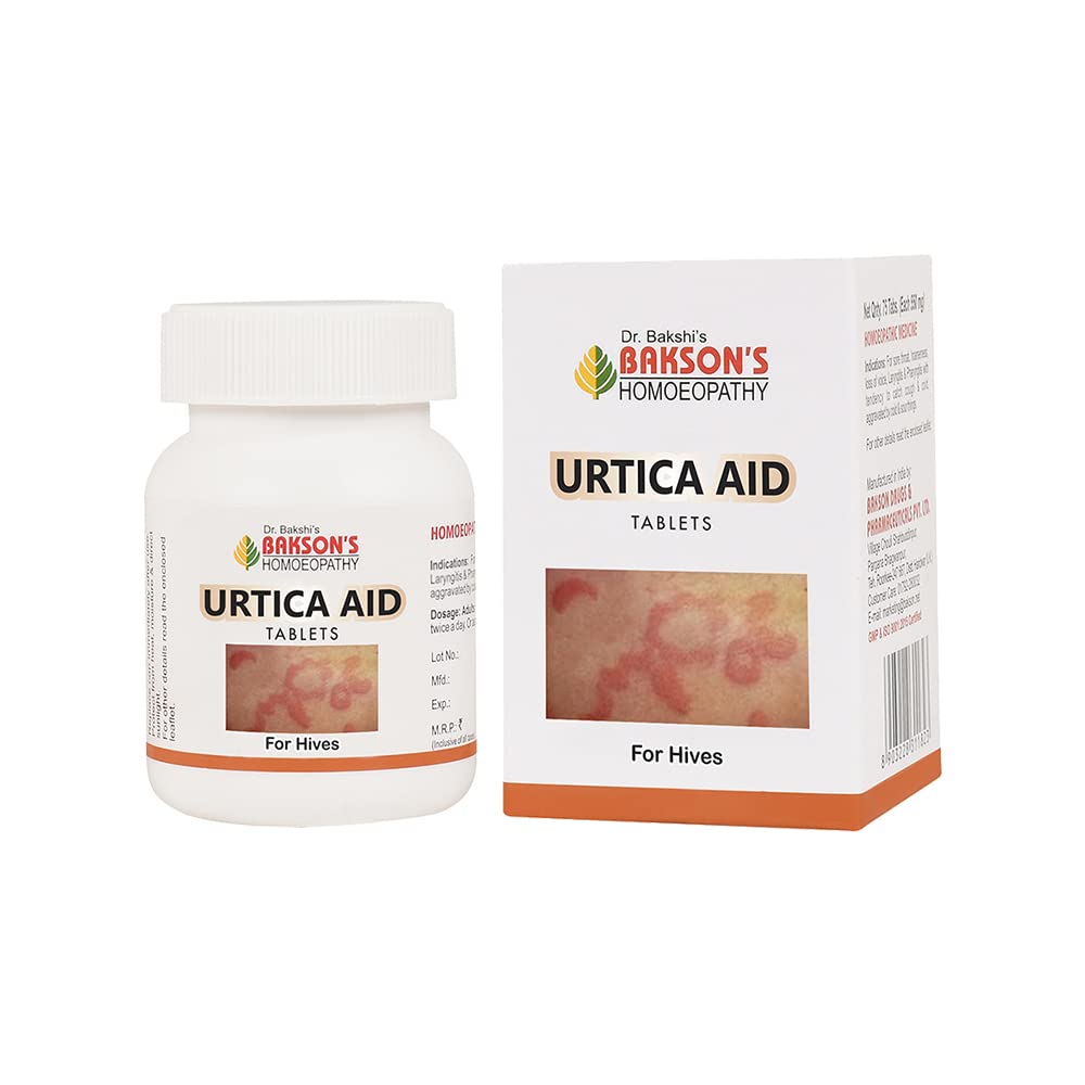 Bakson's Urtica Aid Tablets bottle front pack of 75