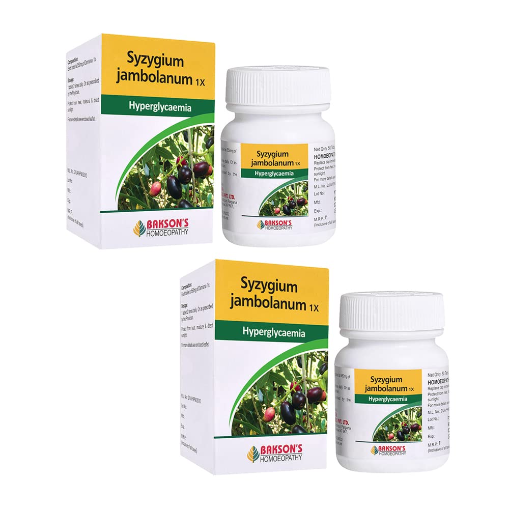 Bottle-packed Syzygium Jambolanum 1X tablets from Dr. Bakshi's Bakson's