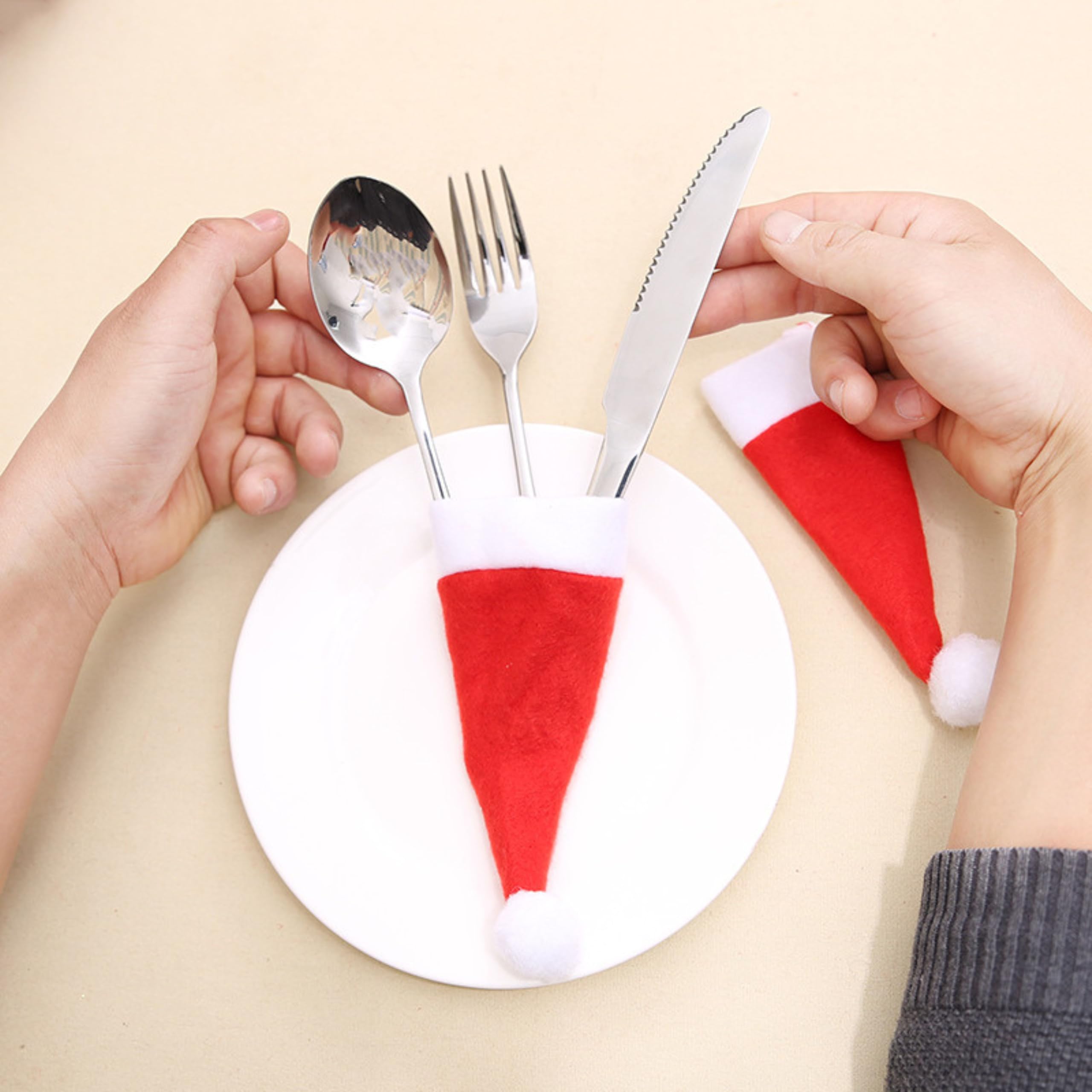 Indian Karigar 6pcs Christmas Decorations Items for Home Mini Santa Hats for Bottle Topper Decor Unique Christmas Decor Christmas Ornaments Christmas Tree Decoration Items Christmas Gifts for Home – view 4