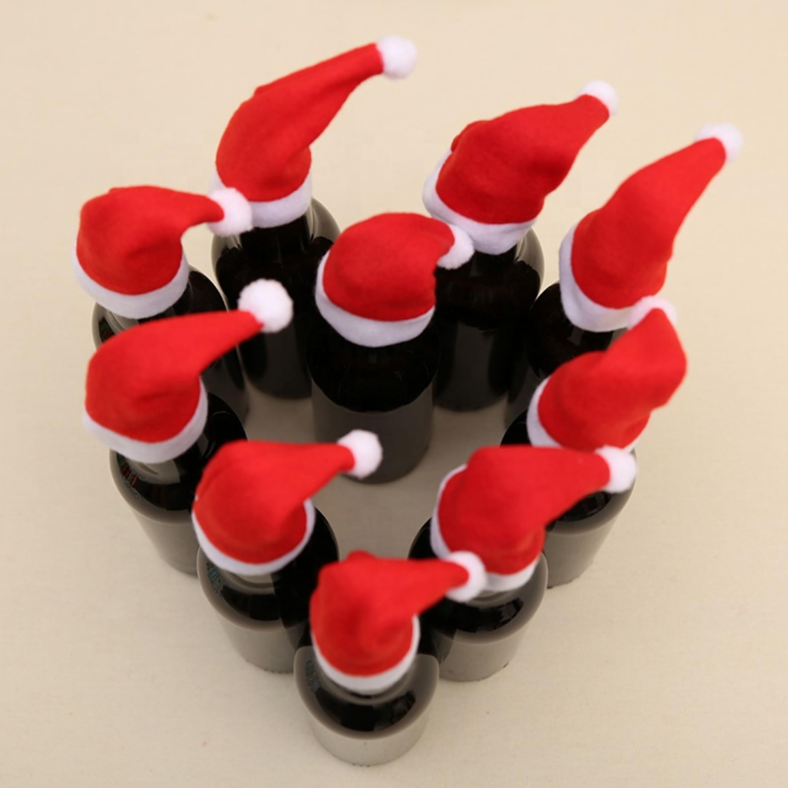 Indian Karigar 6pcs Christmas Decorations Items for Home Mini Santa Hats for Bottle Topper Decor Unique Christmas Decor Christmas Ornaments Christmas Tree Decoration Items Christmas Gifts for Home – view 6
