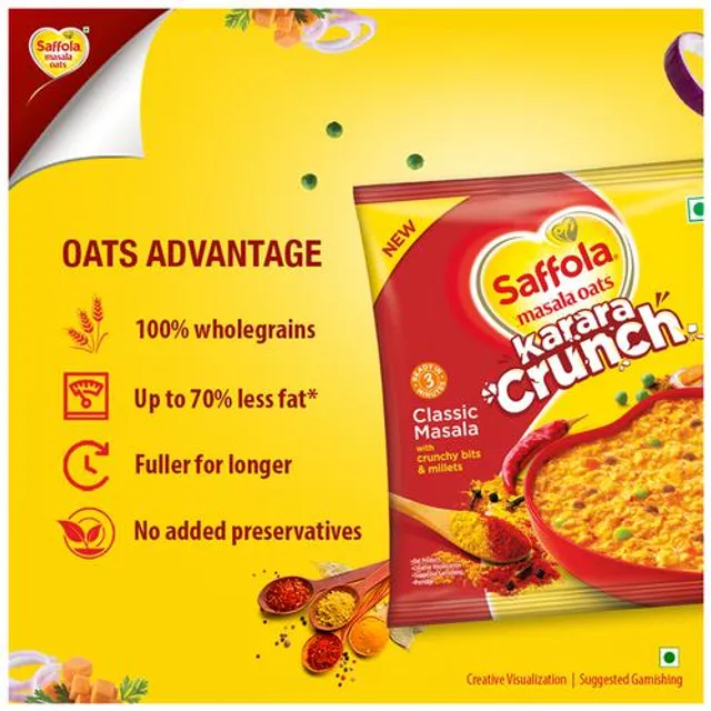 Saffola Masala Oats - Karara Crunch, Classic Masala, Tasty Recipe, 500 g – view 7