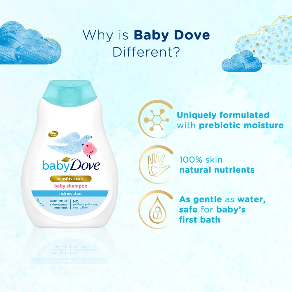 Baby Dove Shampoo 200 ml, Mild No Tears Rich Moisture Baby Shampoo for kids, Gentle Care for Baby's Soft Hair - No sulphate, no Paraben shampoo – view 3