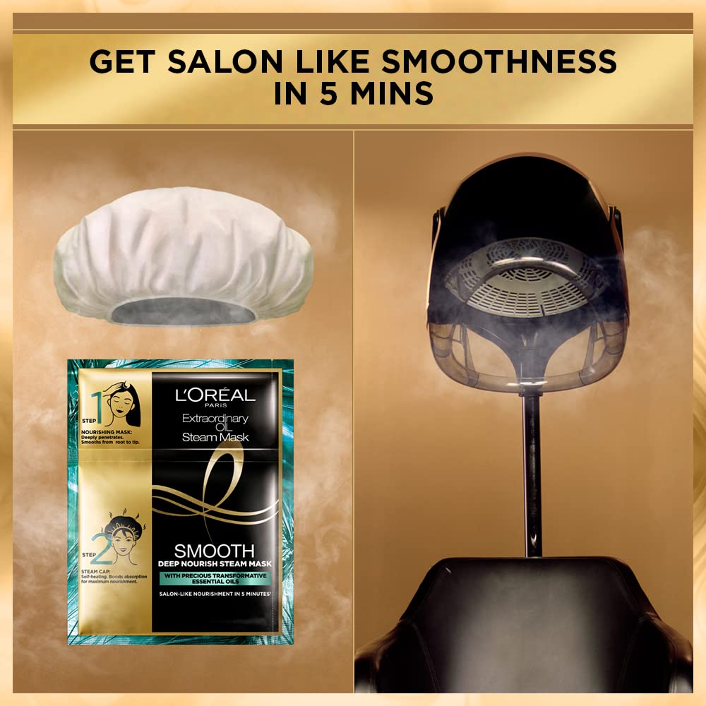 L'Oreal Paris Professional Nourishing Treatment, For Smooth & Straight Frizz-Free hair, Paraben Free, With Precious Essential Oils, Extraordinary Oil Smooth Steam Mask, 20ml + 40g – view 6