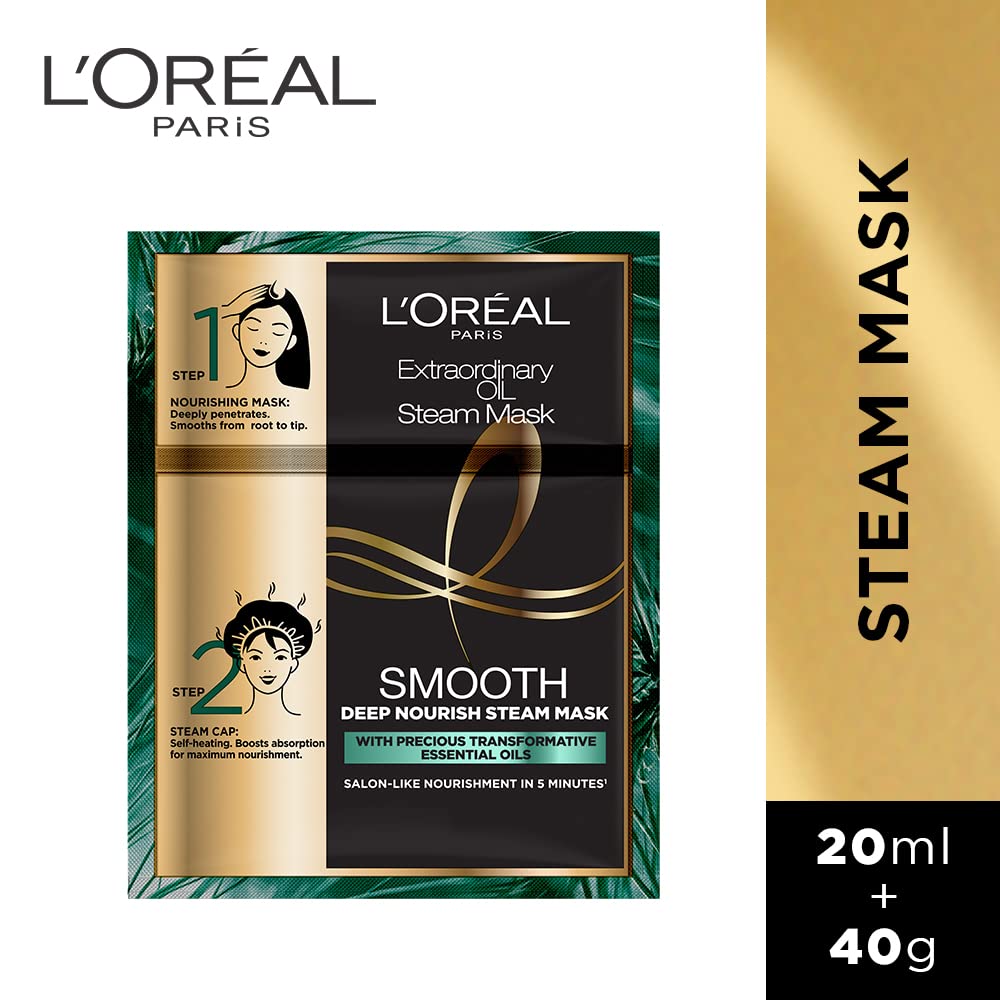 L'Oreal Paris Professional Nourishing Treatment, For Smooth & Straight Frizz-Free hair, Paraben Free, With Precious Essential Oils, Extraordinary Oil Smooth Steam Mask, 20ml + 40g – view 8