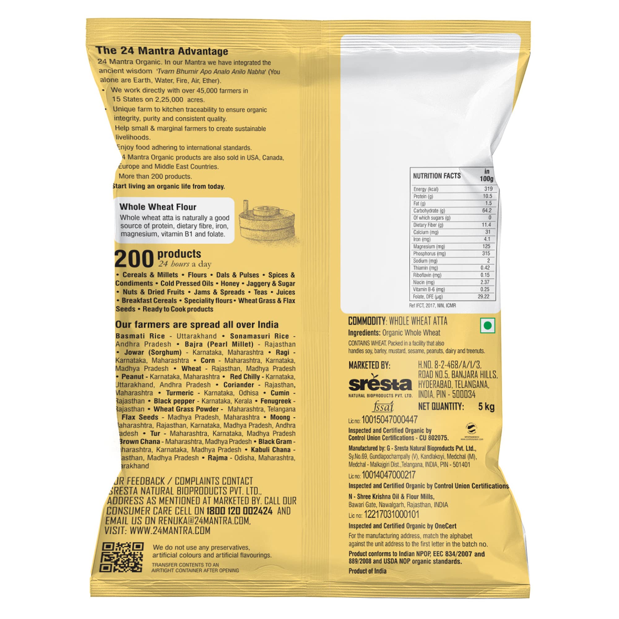 24 Mantra Organic Whole Wheat Atta Premium/Gehoon Atta/Godhuma Atta - 5 Kg – view 2