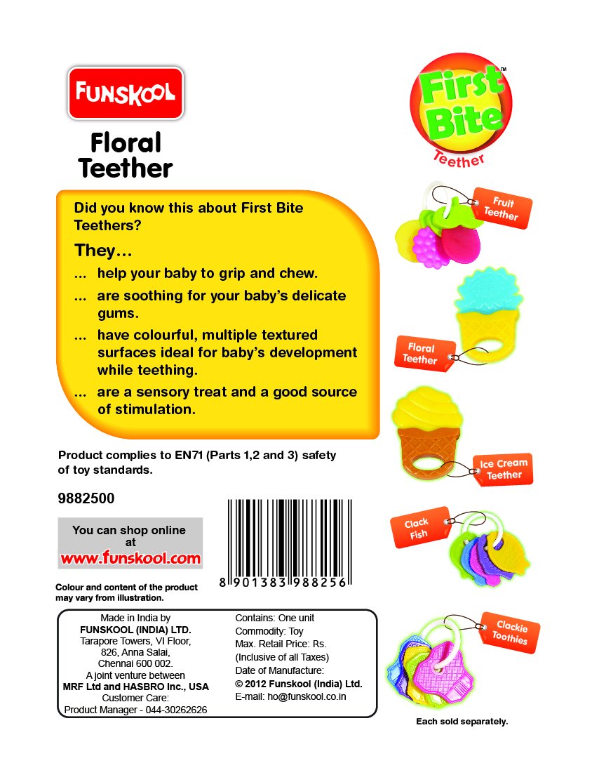Giggles - Floral Teether , Teether for Babies to soothen their gums, Easy to Grasp,hold and chew, 3 months & above, Infant Toys – view 3