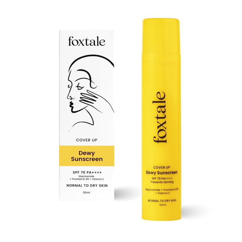 FoxTale dewy sunscreen tube with niacinamide in yellow packaging