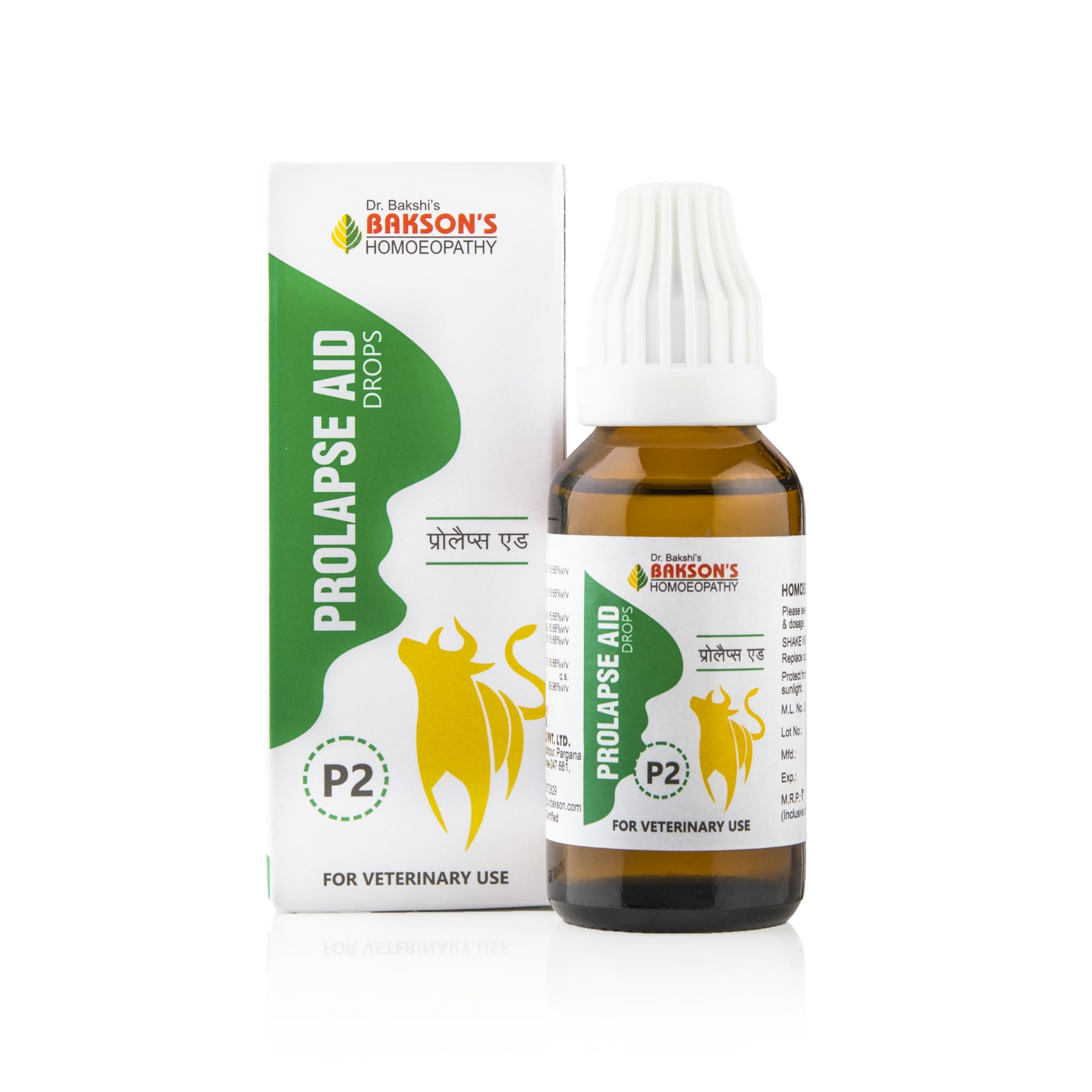 Bakson Veterinary 30 ml Prolapse Aid P2 drops packaging