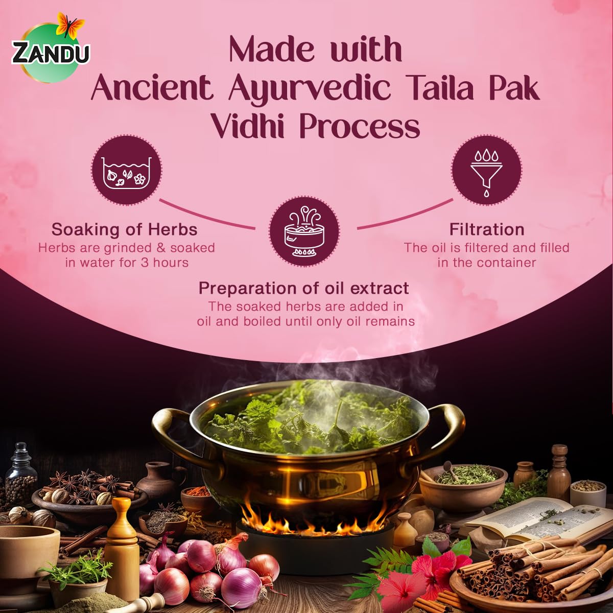 Zandu Ayurvedic Onion Oil (200ml): Power of Onions for Strong & Smooth hair – view 4