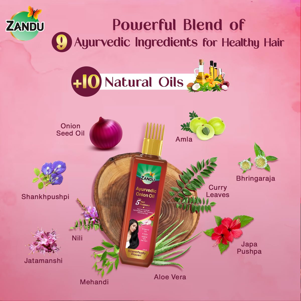 Zandu Ayurvedic Onion Oil (200ml): Power of Onions for Strong & Smooth hair – view 5
