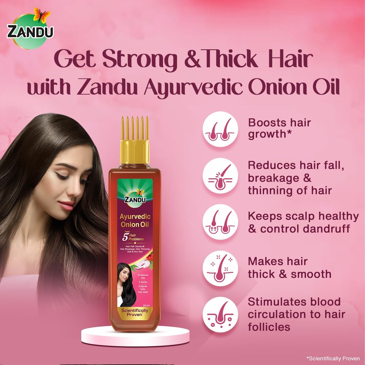 Zandu Ayurvedic Onion Oil (200ml): Power of Onions for Strong & Smooth hair – view 6