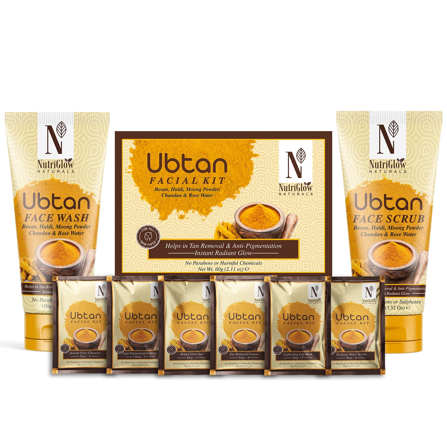 NutriGlow ubtan skincare trio with face wash kit and scrub