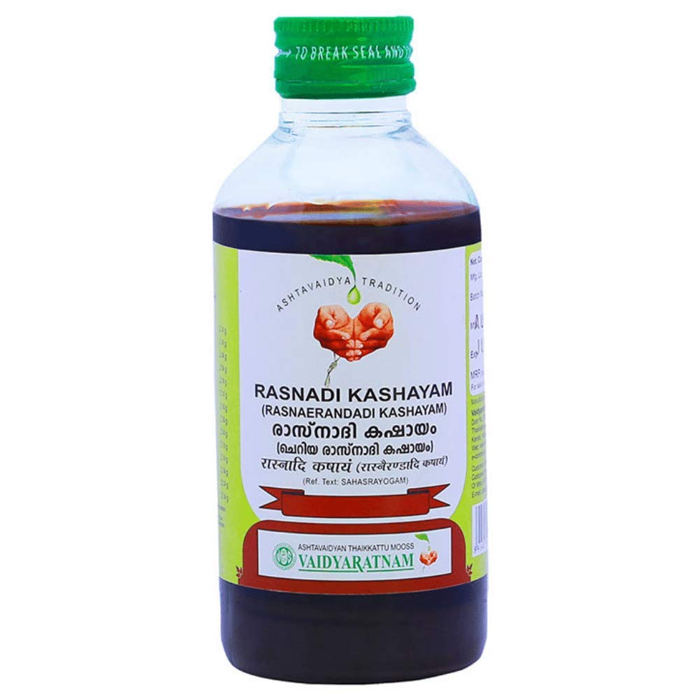 VAIDYARATNAM Ayurvedic Rasnadi Kashayam 200 ml liquid bottle pack