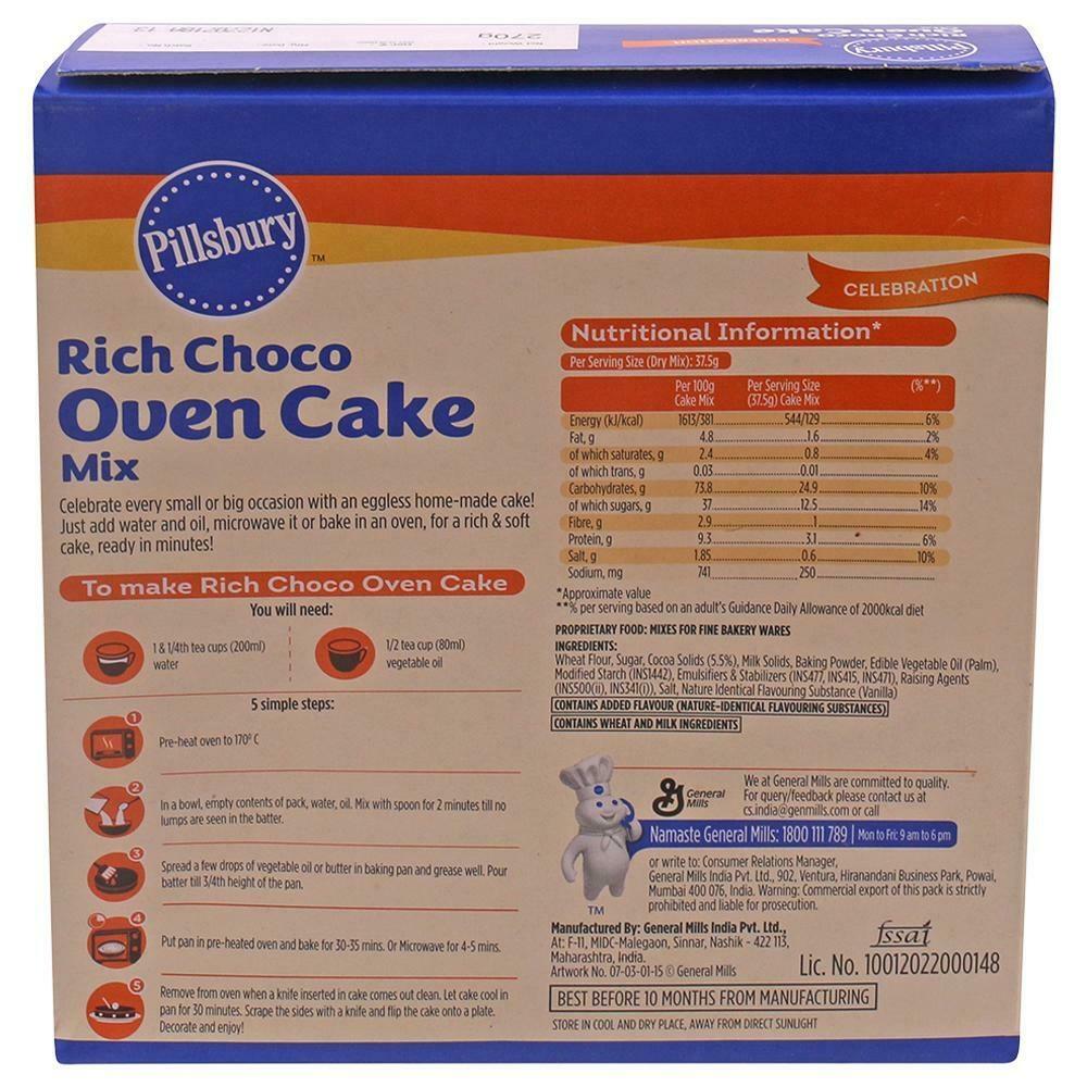 Pillsburry Eggless Rich Choco Oven Cake Mix 270 G – view 2