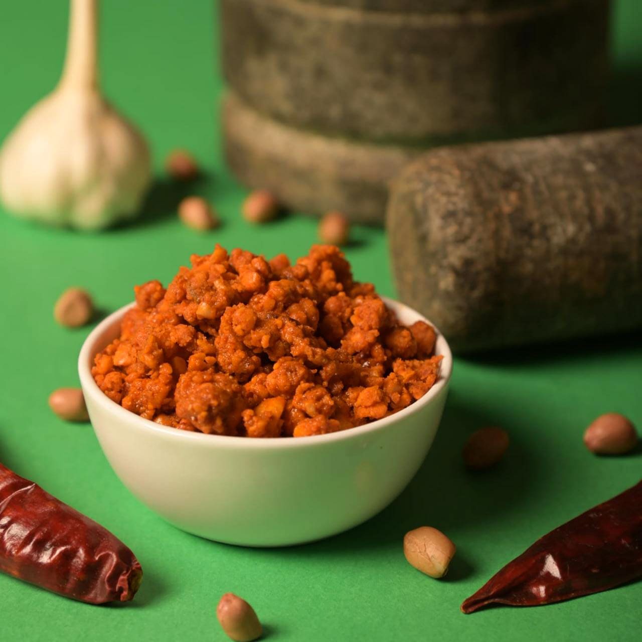 Original Solapur Shenga peanut chutney granules in assorted pack sizes