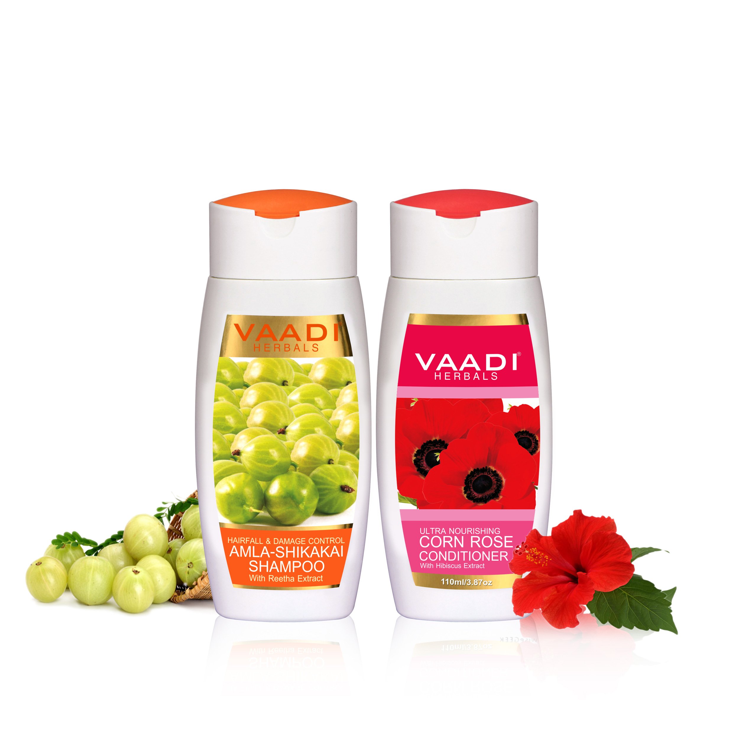 Vaadi Herbals Amla Shikakai shampoo with Corn Rose conditioner