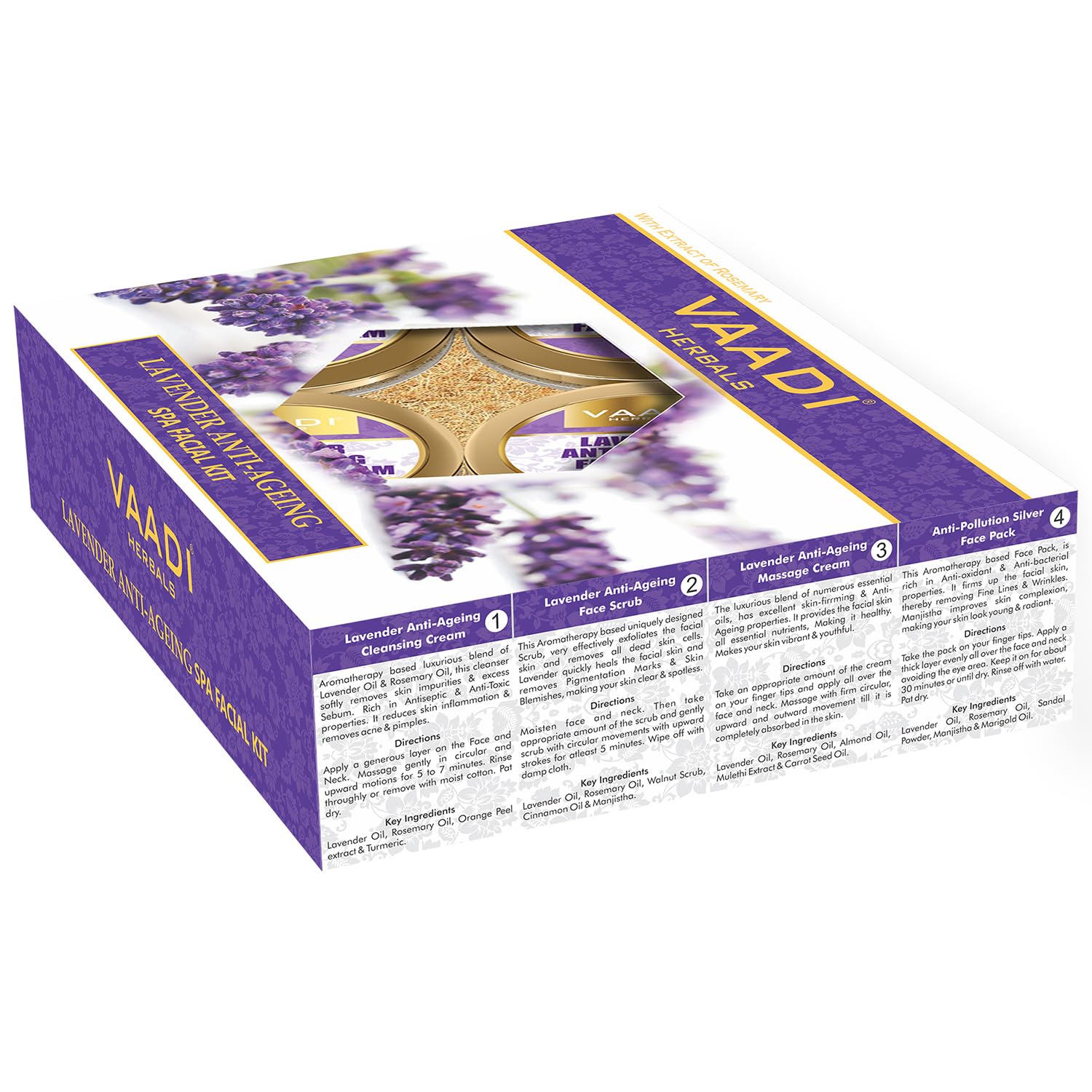 Vaadi Herbals Lavender Anti Ageing Spa Facial Kit with Rosemary Extract, 70g – view 2