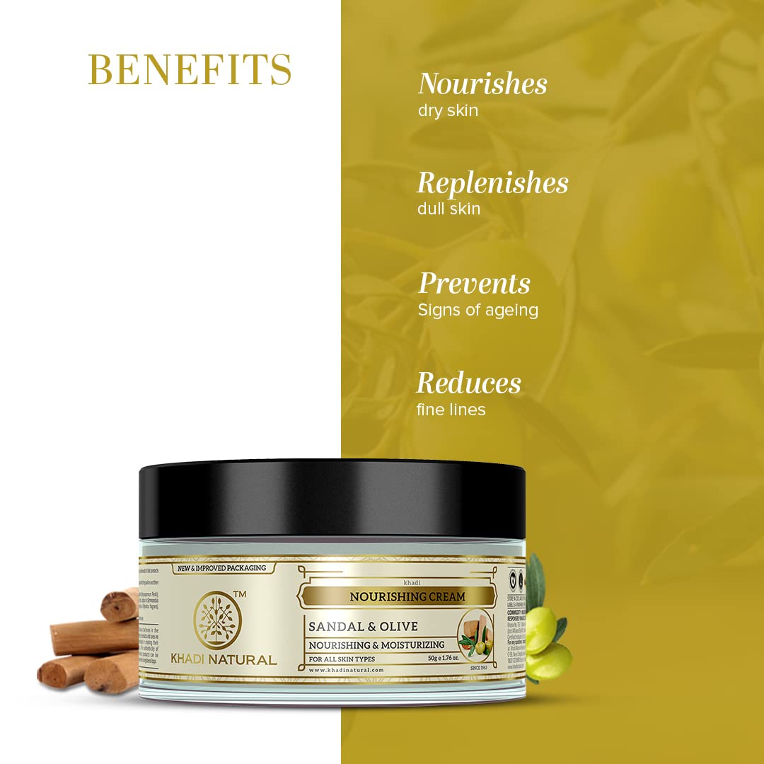 KHADI NATURAL Ayurvedic Sandal and Olive Face Nourishing Cream, 50g – view 2