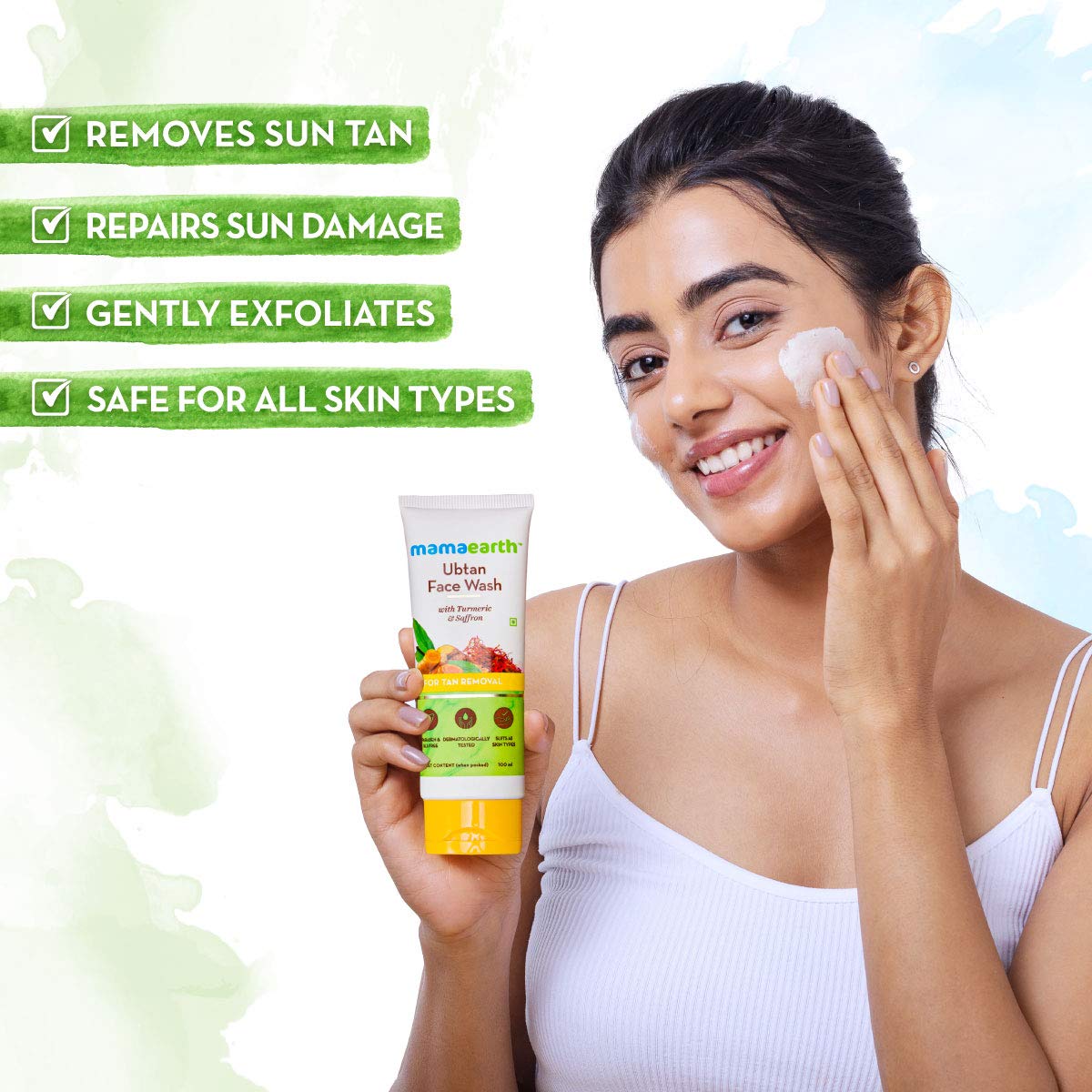 Mamaearth Ubtan Natural Face Wash for All Skin Type with Turmeric & Saffron for Tan removal and Skin brightning 100 ml - SLS & Paraben Free – view 2