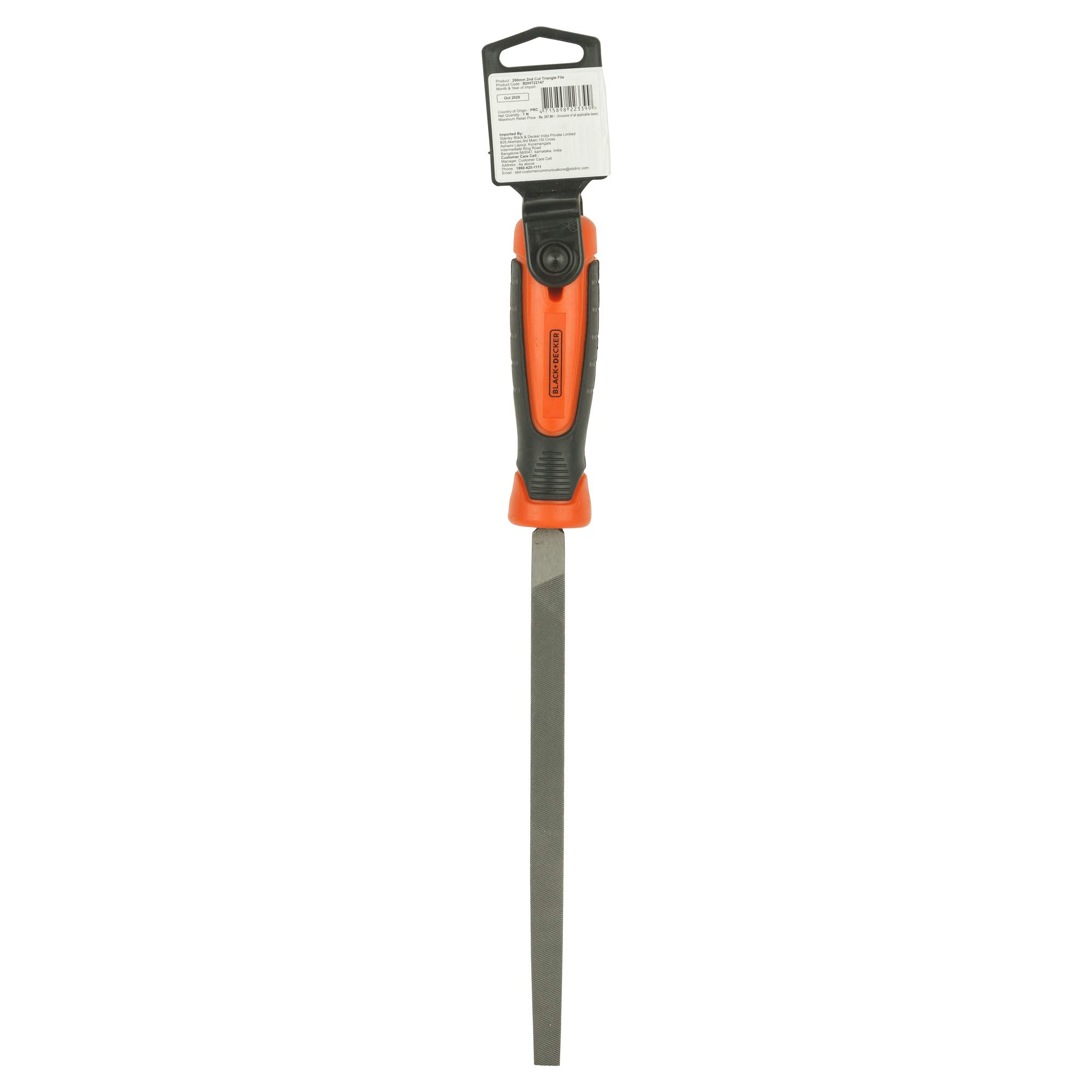BLACK+DECKER BDHT22147 Steel 200mm 2nd Cut Triangle File (Orange) – view 8