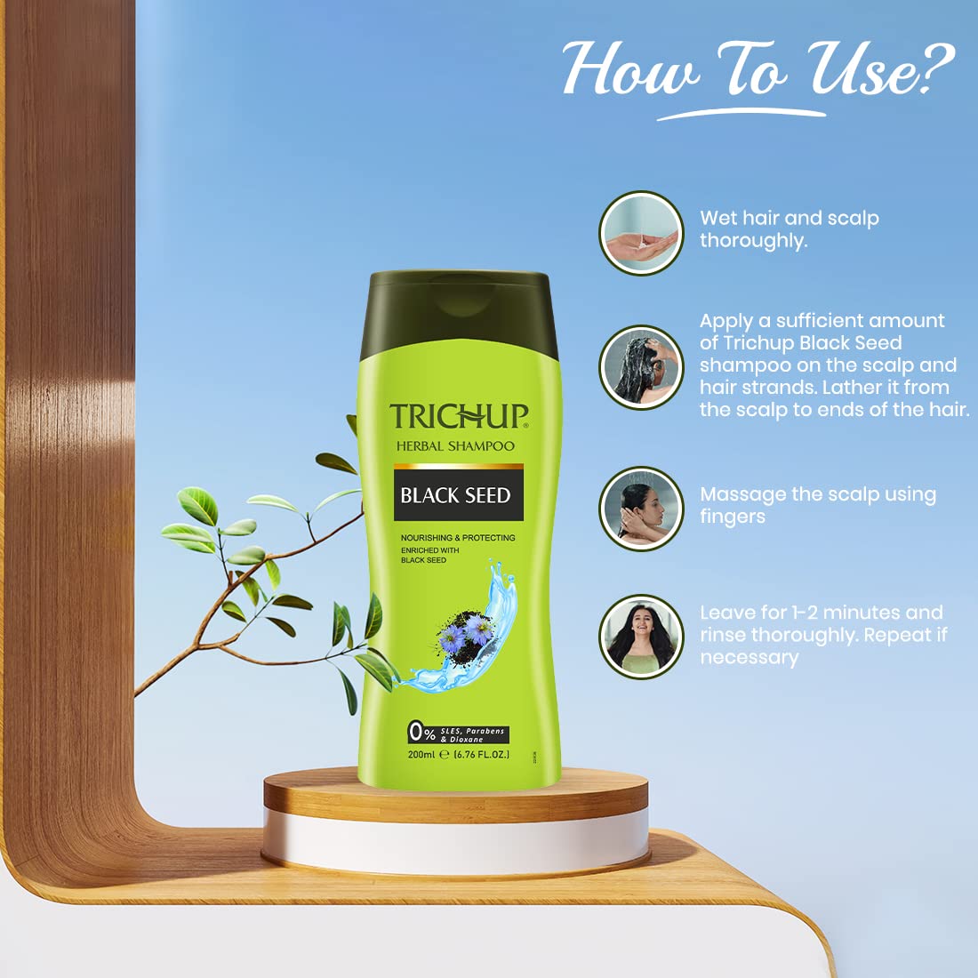 Trichup Black Seed Herbal Shampoo - Improve your Scalp Health with The Goodness of Black Seed - 200ml (Pack of 2) – view 4