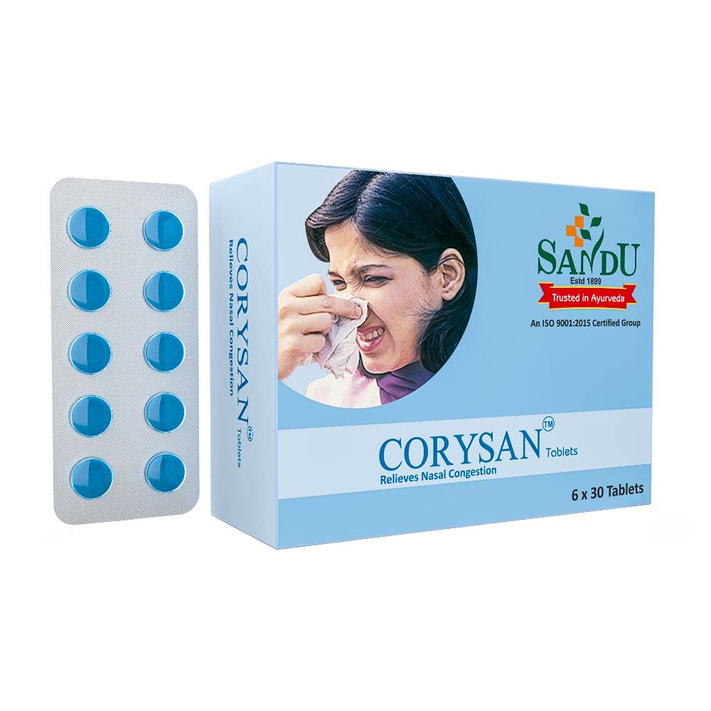 Sandu Corysan tablets bottle with 180-tablet cold and cough pack