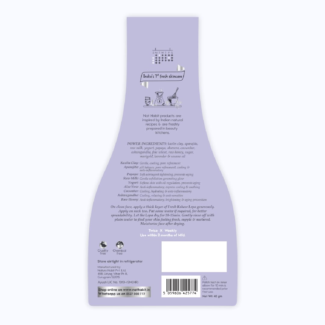 Nat Habit Kaolin Clay Face Mask for Sensitive Skin, Fresh Aparajita Ksheer Lepa with Kaolin Clay Powder for Delicate Care & Marks – view 8