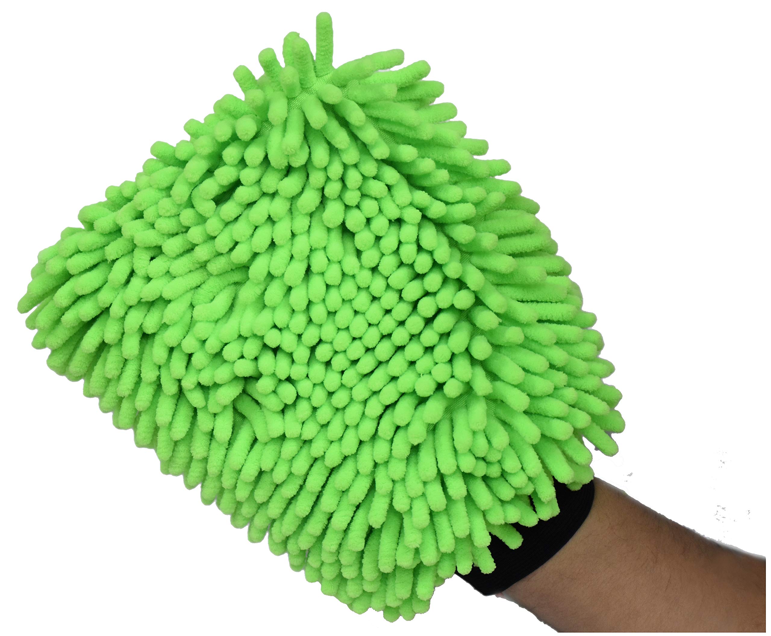 SOBBY Microfibre Wash and Dust Chenille Mitt Cleaning Gloves (1 PC Single Sided, Extra Large, Big Chenille Mitt Glove) Multicolor