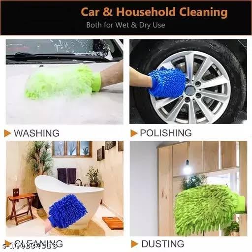SOBBY Microfibre Wash and Dust Chenille Mitt Cleaning Gloves (1 PC Single Sided, Extra Large, Big Chenille Mitt Glove) Multicolor – view 3