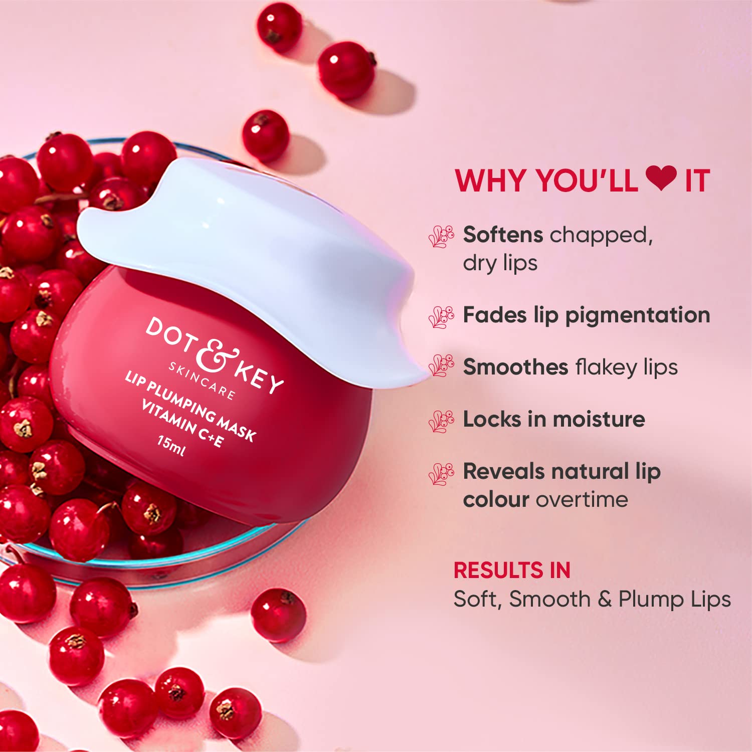 Dot & Key Lip Plumping Mask with Shea Butter & Vitamin C + E for Naturally Glowing Lips – view 2