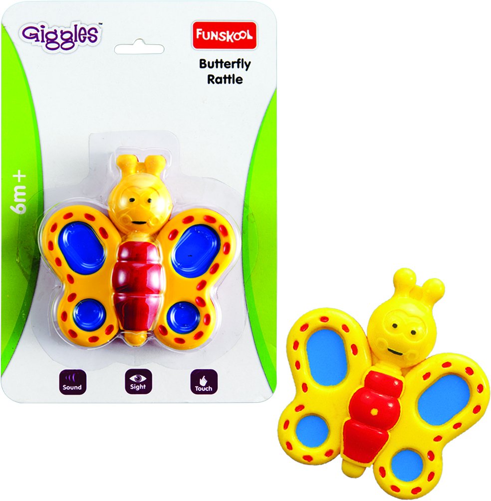 Funskool Giggles, Butterfly Rattle, Colourful Smilling Butterfly, Delightful rattling sound, 6 months and above – view 2