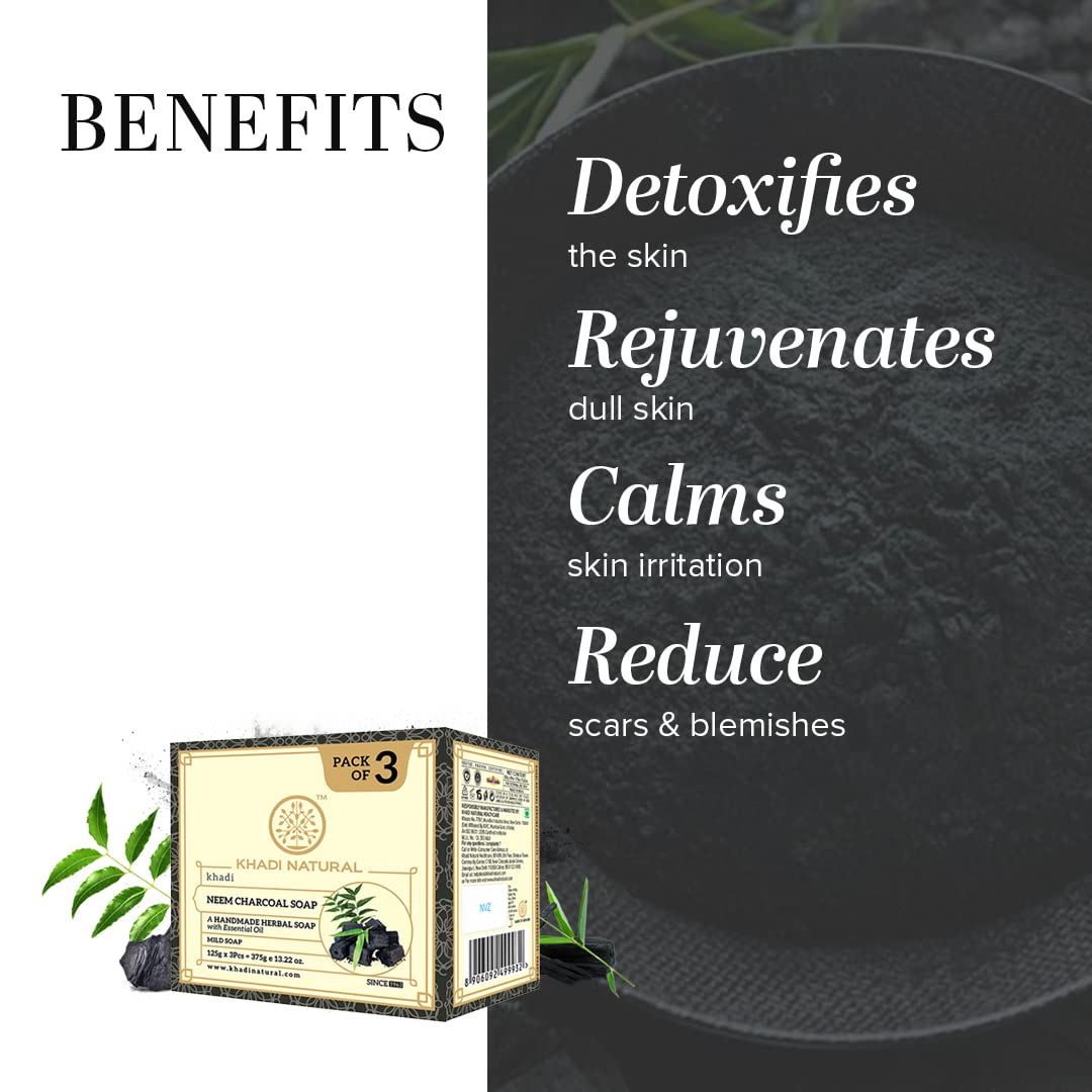Khadi Natural Herbal Neem Charcoal Soap – view 2