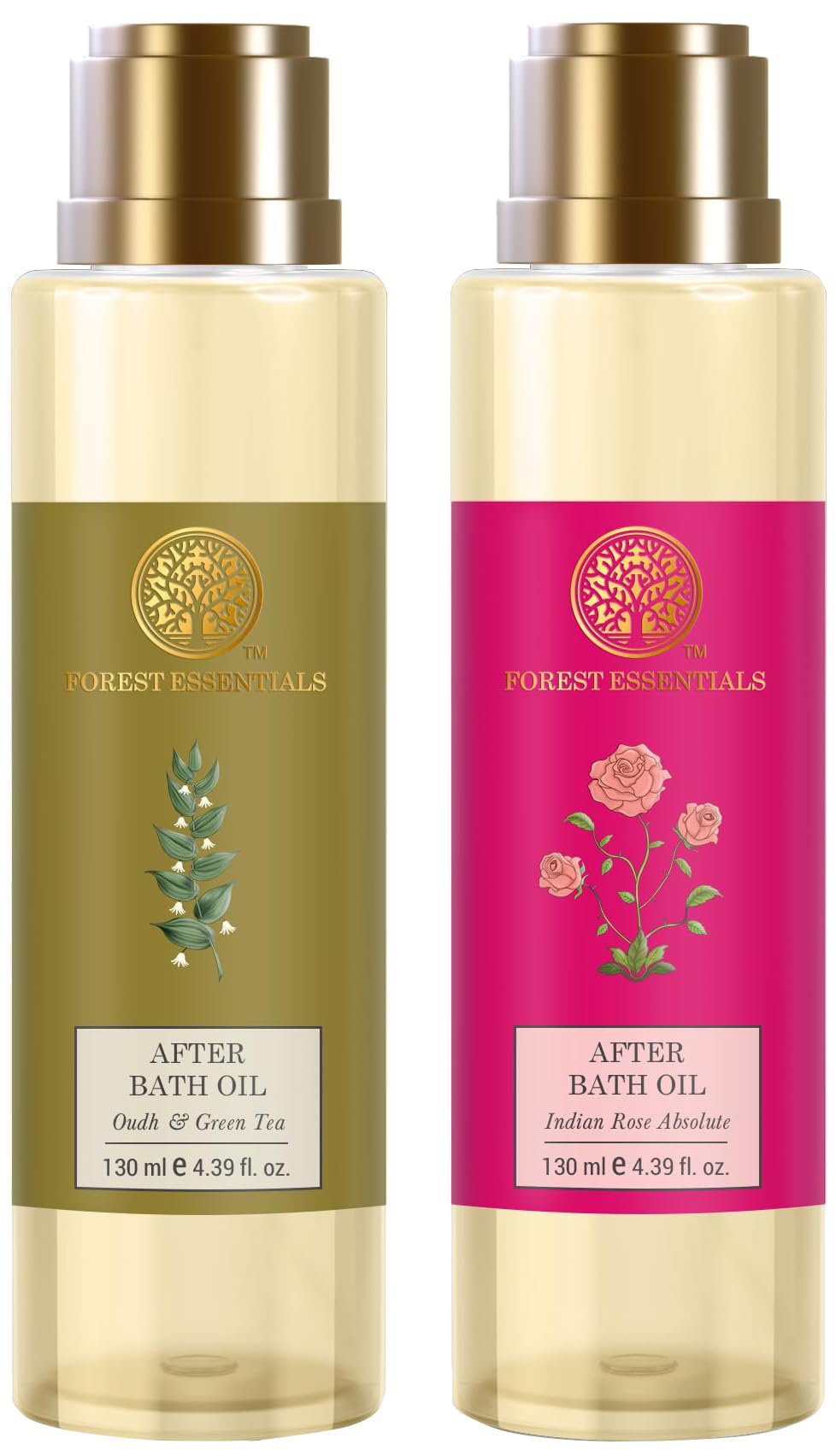Forest Essentials two-piece after bath oil set with rose and green tea