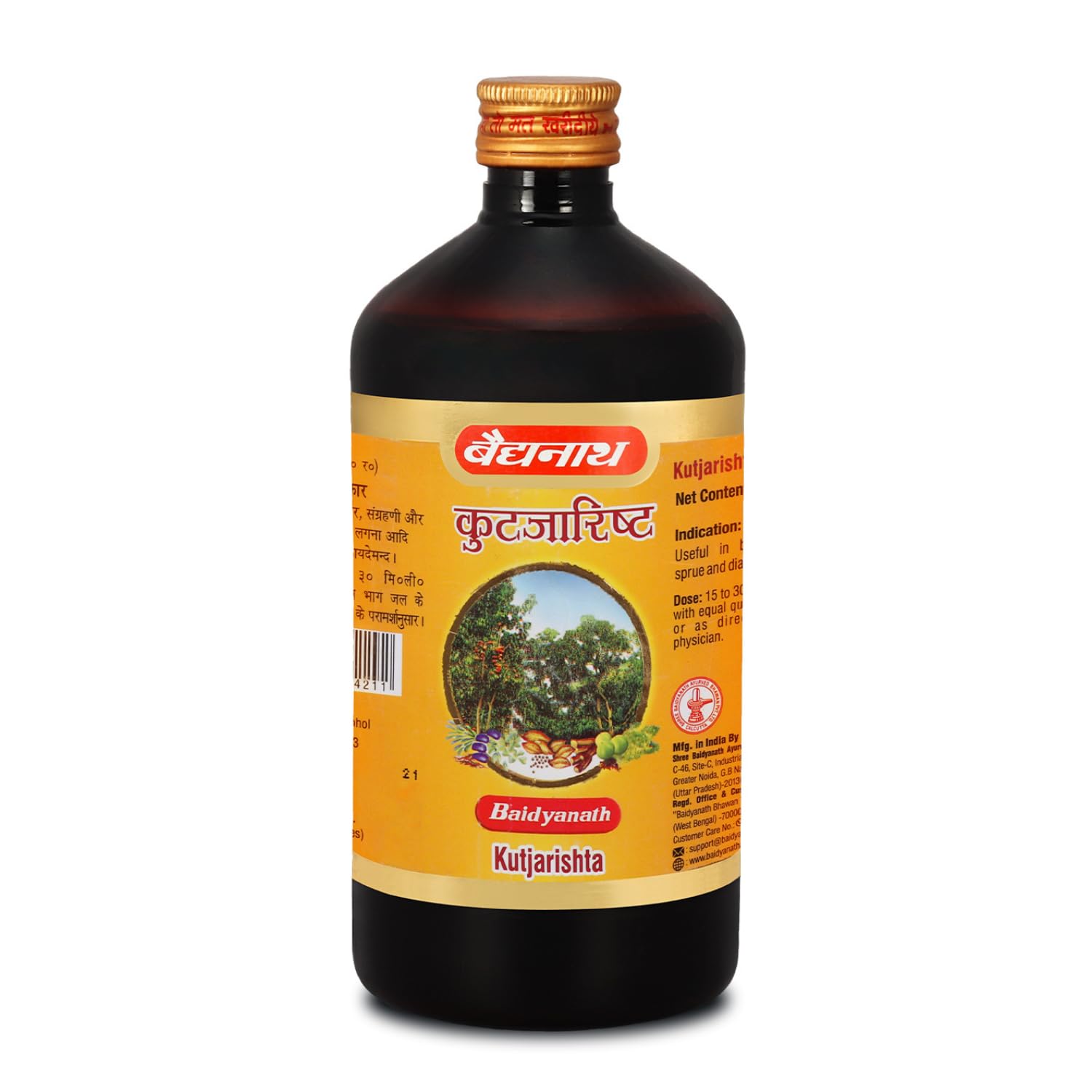 Baidyanath Kutjarishta herbal supplement 450 ml bottle front label