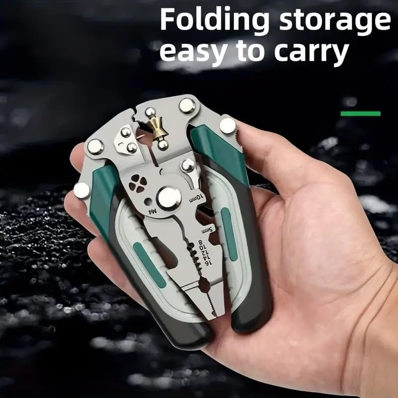 XBEY 9-in-1 Multifunctional Stainless Steel Wire Cutter Foldable Wire Stripper Crimper Cable Cutter Pliers for Cutting Electrical Stripping Tool & Crimping Tool (9-in-1 Multifunctional Wire Strippers) – view 9