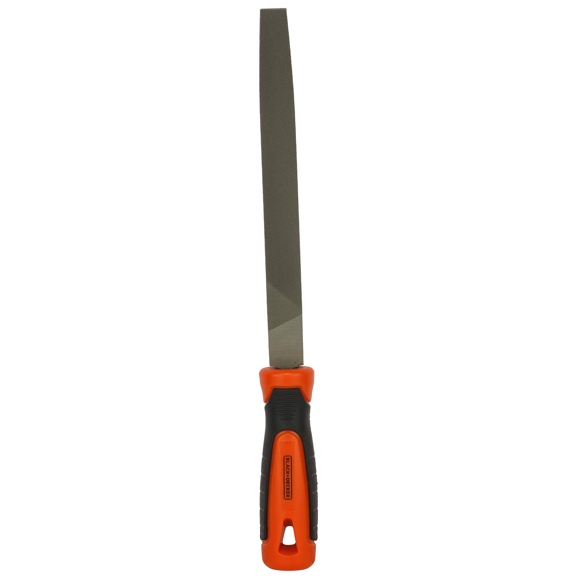 Orange-handled 200mm second-cut flat file for wood metal and plastic