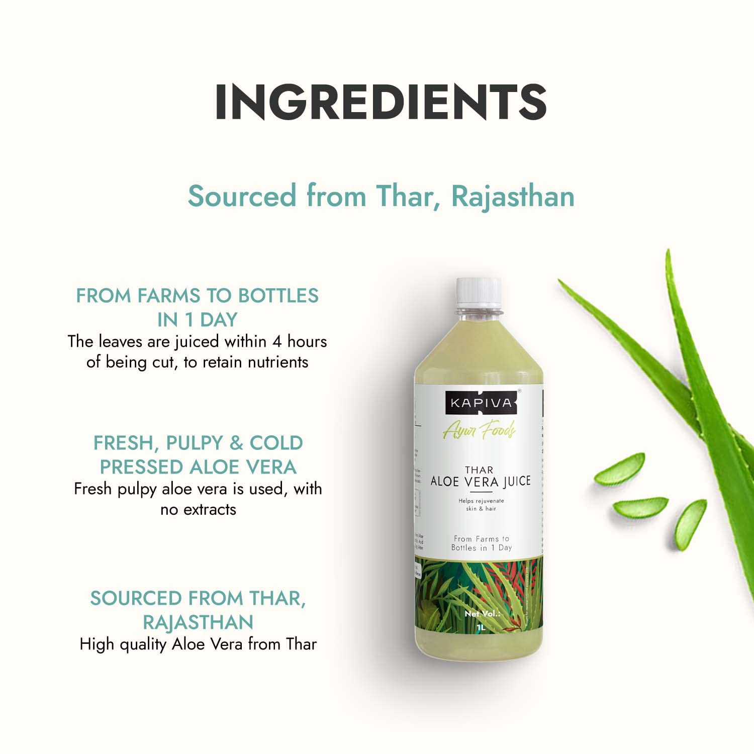 Kapiva Thar Aloe Vera Juice (With Pulp) – view 3