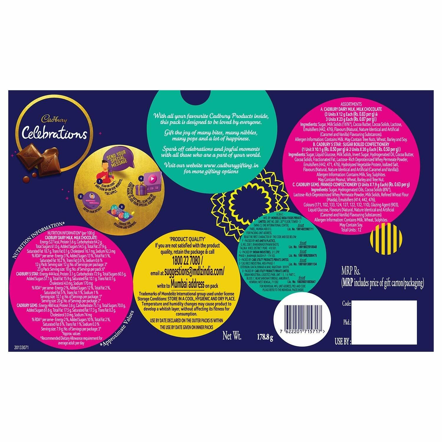 Cadbury Celebrations Chocolate Gift Pack, Assorted, 178.8G, (Pack Of 3) – view 4