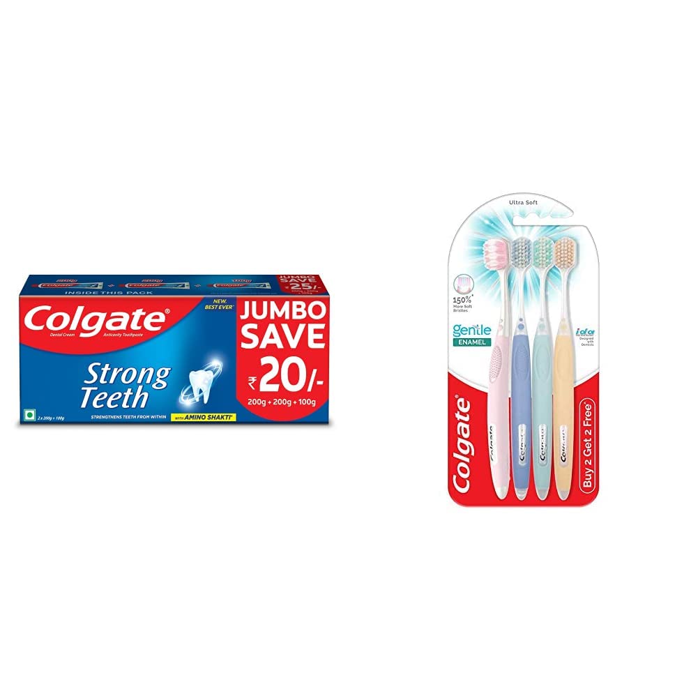 Assorted Colgate manual toothbrushes and Strong Teeth anticavity toothpaste bundle