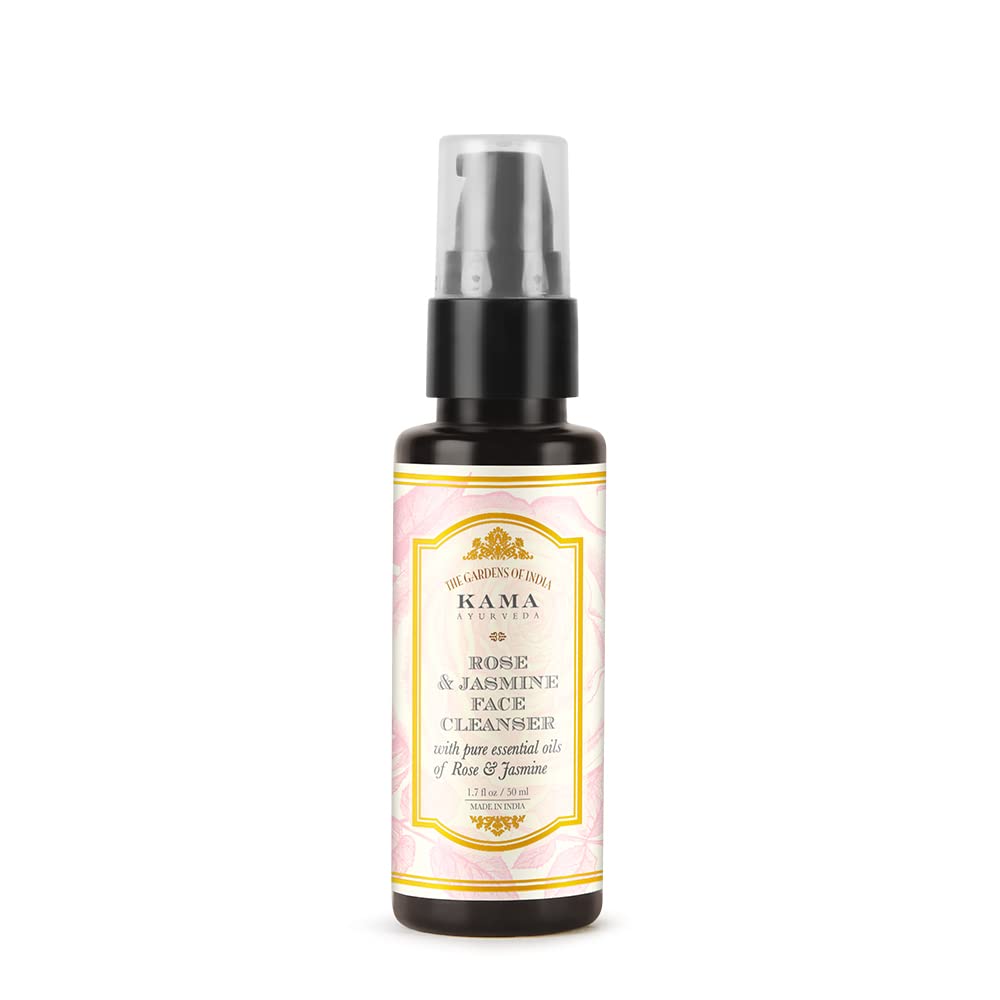 Front view of Kama Ayurveda Rose and Jasmine cleanser bottle