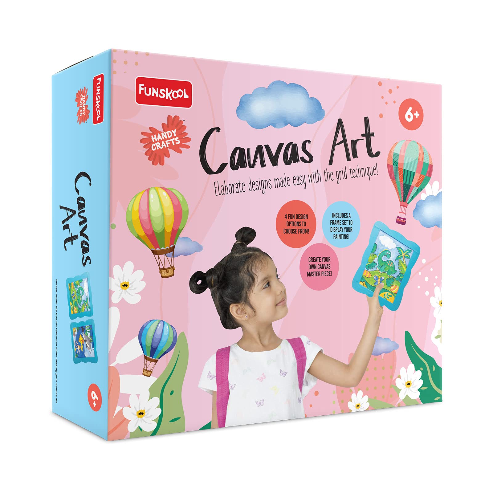 Canvas painting kit for kids with acrylic paints and templates